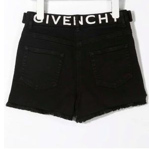 Authentic Givenchy Kids Logo Band Denim Shorts Black - Size 8